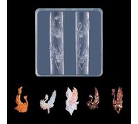Plantilla de silicona para estampado de uñas, molde de silicona para decoración de uñas 3D, manicura de rosas y mariposas