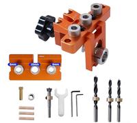 Plantilla de tacos ajustable para carpintería, herramienta perforadora 3 en 1 con localizador, guía de taladro de agujero de bolsillo, se adapta a paneles de 10 a 25 mm, cuerpo de aleación de aluminio