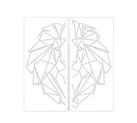 Plantilla decorativa de pared de 46 cm a 91 cm for pintar yeso, diseño de león, arte lineal, triangular y geométrico.(L 60cmX68cm - B)