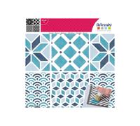 Plantilla geométrica - ARTEMIO - Azulejos con ondas y cubos - 30 x 30 cm - Plástico - Decoración fácil