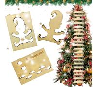 Plantilla Huellas Elfo Navidad, Madera gnomo Huellas Plantillas, Plantillas Navidad Madera Accesorios con Escalera de Cuerda, huellas de Duende de navidad, para puerta de cristal, decoración