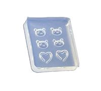 Plantilla para uñas, molde de resina epoxi de cristal, molde de silicona para tallar uñas, diseño de oso, amor, corazón, escultura, placa de estampación, moldes de resina, silicona grande