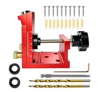 Plantilla Perforación Agujeros Bolsillo, Ajustable Guia Taladro Pocket Hole Jig con 2 Brocas, 2 Anillos De Limitación, 1 Llave Hexagonal, 10 Topes y 10 Tornillos para Carpintería y Muebles