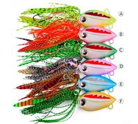 Plantilla pesada que brilla en la oscuridad para profundidades de agua salada con ojos 3D atados a mano falda de silicona y gancho resistente (60 g, color A)