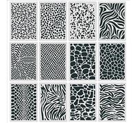 Plantilla reutilizable de piel de leopardo con estampado de animales, plantillas de dibujo sobre muebles de madera, tela, tela, ropa, 12 plantillas de dibujo para niños, adolescentes, adultos