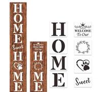 Plantilla vertical Welcome to Our Home Sweet Home para pintar sobre madera, reutilizable, lavable, proyectos de bricolaje y regalos, plantilla de letra grande (estilo 1)