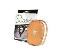 Plantillas autoadhesivas de 1 cm de látex y cuero natural, alivia el dolor del talón y previene la formación de ampollas en el talón (Paquete de 1 par) 41/43