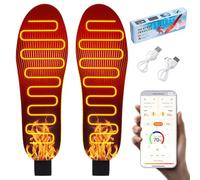 Plantillas calefactables, calentadoras de suelas, lavables térmicas, plantillas térmicas para zapatos con batería, control de aplicación, 3 niveles de calor, para tareas domésticas, esquí, invierno