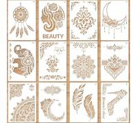 Plantillas de Borde de Flores 12 Piezas, PlantilLas de Dibujo, PlAntillas para PinTar Paredes, Plantillas de Pintura Reutilizables, PlantIllas para Pintar Muebles,PLantillas para PIntar 21 x29 cm