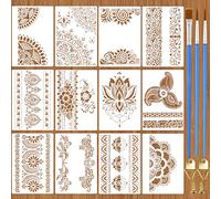 Plantillas de Borde de Flores, Pomeloone 12Piezas 29x21cm Mandalas Plantillas,Plantillas de Dibujo Reutilizables,para Pintar Scrapbook Arte De Pared