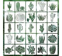 Plantillas de cactus de 6 pulgadas, reutilizables, para pintar sobre madera, 25 plantillas de suculentas tropicales, para manualidades, para pint