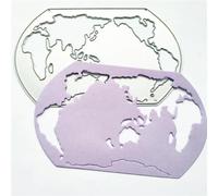 Plantillas de corte de metal con mapa del mundo, 9 x 5,6 cm, para álbumes de recortes, álbumes de fotos, plantillas de relieve, suministros de manualidades