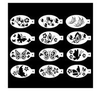 Plantillas de dibujo 12 Uds. Plantillas de pintura hueca for la cara, plantillas maquillaje en aerosol for fiesta, tatuaje arte corporal dibujado a mano DIY para Pintura DIY Graffiti(C01)