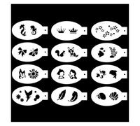 Plantillas de dibujo 12 Uds. Plantillas de pintura hueca for la cara, plantillas maquillaje en aerosol for fiesta, tatuaje arte corporal dibujado a mano DIY para Pintura DIY Graffiti(C04)