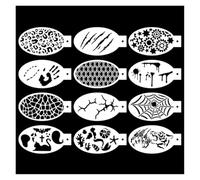 Plantillas de dibujo 12 Uds. Plantillas de pintura hueca for la cara, plantillas maquillaje en aerosol for fiesta, tatuaje arte corporal dibujado a mano DIY para Pintura DIY Graffiti(C05)