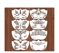 Plantillas de dibujo 8 Uds cara esqueleto pintura plantilla máscara Set Grafiti de manualidades mano ayudas tatuaje plantillas etapa para Pintura DIY Graffiti(67-1-8pcs)