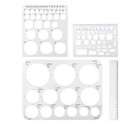 Plantillas De Dibujo De 3 Piezas, Regla De 1 Pieza, Plantillas De Dibujo Huecas, Plantillas Redondas Para Manualidades, Juego De Reglas De Herramientas