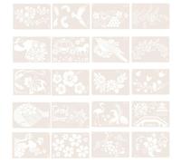 Plantillas de Dibujo DIY para Flores y Pájaros | Ligeras y Prácticas, Fáciles de Llevar, PET Blanco, para Graffiti y Pintura, Pensadas