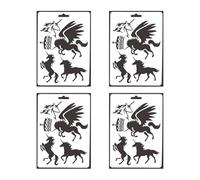 Plantillas de dibujo Juego de plantillas unicornio y pájaro, plantilla arte, pastorales animales for Graffiti, calcomanías pared for pastel, 4 Uds para Pintura DIY Graffiti(4 pcs set A)