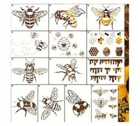 Plantillas de dibujo Plantillas de panal abeja y miel for manualidades, plantilla pintura roca, plástico reutilizable, 13 Uds para Pintura DIY Graffiti