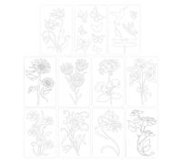Plantillas de flores para pintar - Juego de manualidades florales reutilizables, patrones de floración en capas estilo jardín moderno, kit de 11 piezas + formas de plantilla grandes, hojas de PET