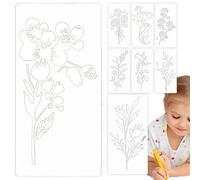 Plantillas de Flores para Pintura Y, 8 Piezas Reutilizables Plantillas de Dibujo de Flores Lavables - Plantillas de Flores para Paredes y Murales, Para Proyectos de Arte de Madera Pared Suelo Tela