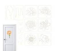 Plantillas de flores - Plantillas reutilizables de PET grandes para manualidades para niños | Juego de pintura profesional con patrón floral | Valla de madera para jardín al aire libre, proyectos de