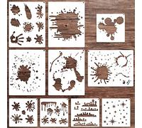Plantillas de Graffiti de Manchas y Salpicaduras, 10 Diseños con Estrellas y Gotas para Zapatillas de Deporte, Tinte Reutilizables