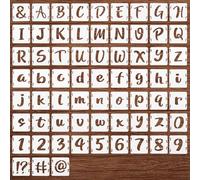 Plantillas de letras de 5 cm, 66 plantillas de plástico reutilizables, plantillas de símbolos de números del alfabeto entrelazadas para pintar en pared de madera, señalización de tela