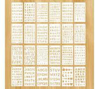 Plantillas de letras del alfabeto, 24 plantillas reutilizables del alfabeto y números, plantillas de caligrafía de plástico para pintar