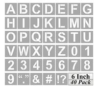 Plantillas de letras y números del alfabeto de 6 pulgadas, paquete de 40 plantillas de letras y números grandes con letreros para pintar sobre madera, plantillas reutilizables para letreros de pizarra