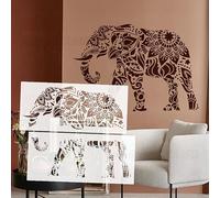 Plantillas de pared con diseño de mandala de elefante sagrado de 101 cm, pintura extra personalizada, tamaño grande para masilla, tamaño grande para muebles, pinturas reutilizables S635