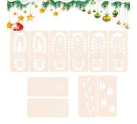 Plantillas de pintura reutilizables, plantilla de dibujo de copo de nieve, plantillas de piso de Navidad, 10 huellas en el suelo para vacaciones de Navidad