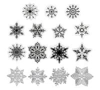 Plantillas de troquelado Novedades 2024 y Juego de sellos de silicona transparente, 4 estilos de copos de nieve, 11 estilos de estampado de copo de nieve, sello de silicona para álbumes de recortes,