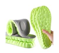 Plantillas deportivas de masaje 4D para hombres y mujeres, de alta elasticidad, absorción de golpes, plantilla súper suave, para correr, soporte de arco (verde, 1 par, 39-40)
