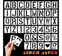 Plantillas Letras Grandes Plantilla Letras para Pintar en Madera Stencil Alfabeto Numeros Caracteres para Pintura en Aerosol Manualidades Escritura Artesanal de Bricolaje Pared Decoración (2 Pulgadas)