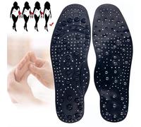 Plantillas Magneticas Adelgazantes, Plantilla de Masaje de Pies, Plantilla de Reflexología de Puntos de Presión con Masaje antifatiga para Hombres y Mujeres,L,Black