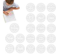 Plantillas navideñas, plantillas de Navidad para pintar sobre madera, 20 plantillas redondas para pintar y dibujar con palabras navideñas, manualidades para materiales de madera, juego de plantillas