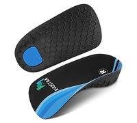 Plantillas ortopédicas 3/4 de soporte de arco alto para pies planos, alivio de la fascitis plantar, sobrepronación, plantillas de zapatos para hombres y mujeres para correr, negro y azul (L: hombres