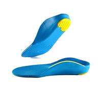 Plantillas ortopédicas para niños con soporte de arco para niños, plantillas de zapatos de poliuretano para pies planos, fascitis plantar, alivio del dolor de talón de pies (azul, 25.1 cm)