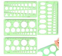 Plantillas Para Dibujar,Plantilla Circulos,Reglas Dibujo Tecnico,Plantilla Elipses Isometricas,para Medir Reglas Círculo Geométrico Plantillas de Dibujo 4pcs(Verde Transparente)