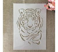 Plantillas para manualidades, A4, 29 cm, diseño de cabeza de tigre joven, plantillas de plástico reutilizables para madera, pared, tela, lienzo, muebles, suelo, piedra, tarjeta