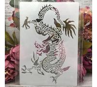 Plantillas para pintar, 7 x 10.2 pulgadas, diseño de dragón oriental, plantillas de plástico huecas reutilizables para bricolaje, pared de madera, decoración del hogar, manualidades