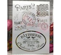 Plantillas para pintar en paredes, sello de poste de París A4, reutilizables, plantillas para manualidades, papel de pared, arte, álbumes de recortes, decoración del hogar