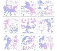 Plantillas Para Pintar Para Niños - Juego De 9 Piezas De 20 X 20 Cm Con Hadas, Leyendas Y Unicornios Para Pintar, Manualidades Diy, Papel, Pared, Madera, Tela