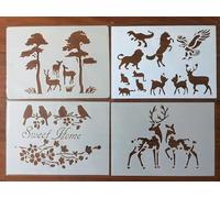 Plantillas para pintura, 4 unidades, A4, 29 x 21 cm, diseño de ciervo sika, para pintar sobre madera, pared, lienzo, tela, roca, cartel, proyectos de arte de manualidades