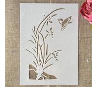 Plantillas reutilizables, 11.42 x 8.27 pulgadas, plantillas de dibujo de pájaros de bambú para manualidades, pared, lienzo, muebles, álbumes de recortes, decoración del hogar, estilo E
