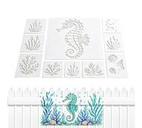 Plantillas reutilizables para murales de pulpo, pintura de madera para | Escena submarina audaz, diseño calado, lienzo de pared de muebles de madera, decoración del hogar, valla rústica