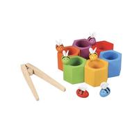 PlanToys Colmenas - Juguete de Madera para Motricidad Fina - Fomenta el Reconocimiento de Colores y el Conteo - 6 Abejas de Colores - Juguete 3 Años