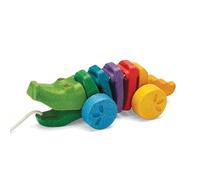 PlanToys Juguete de Arrastre Cocodrilo Bailarín - Animal de Arrastre Juguetes de Madera Bebé 1 Año - Juguete de Madera con Sonido Clic-Clac - Arcoíris